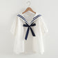 Elegant Cotton Pullover Sailor Collar Shirt