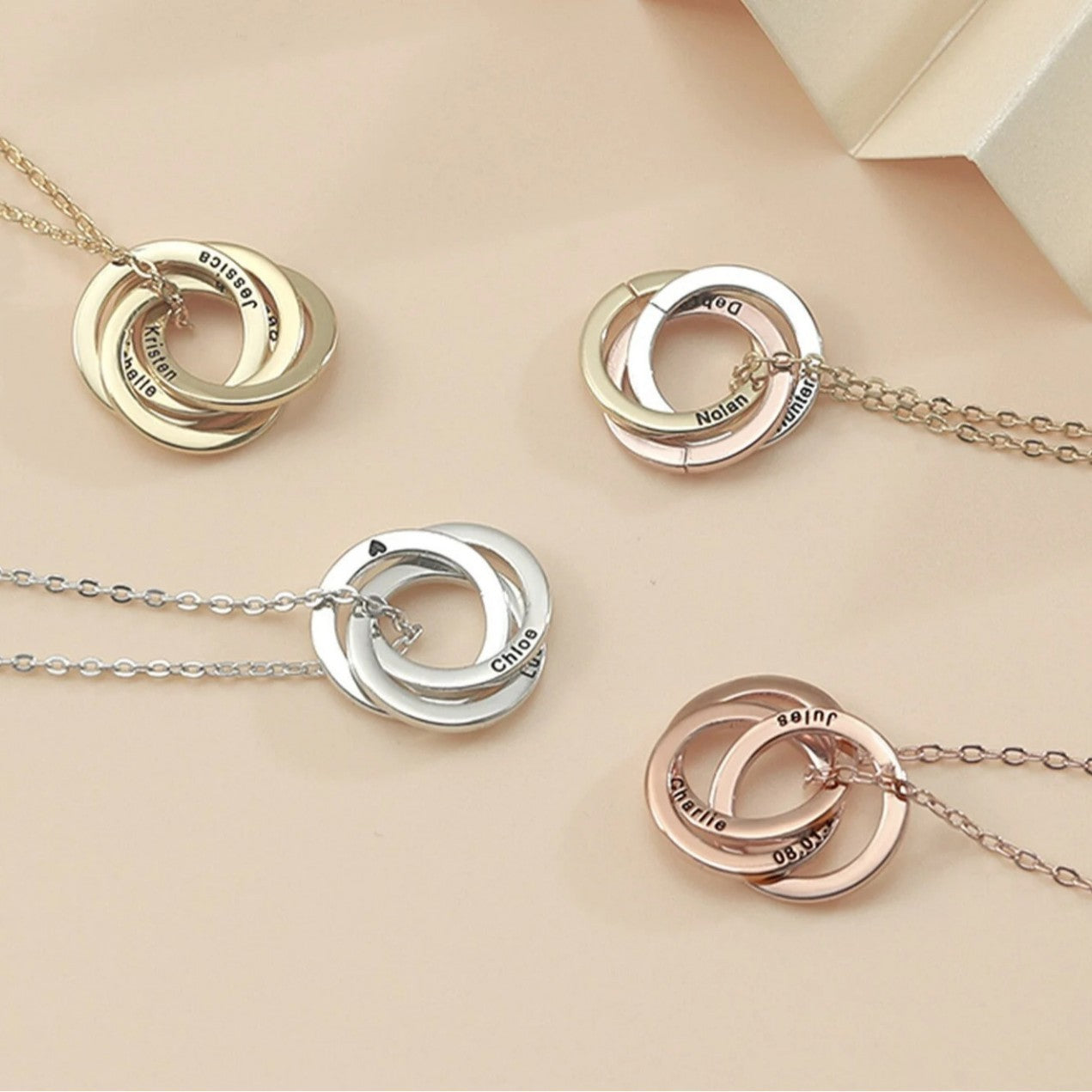 Titanium Steel Plated Multiple Rings Necklace