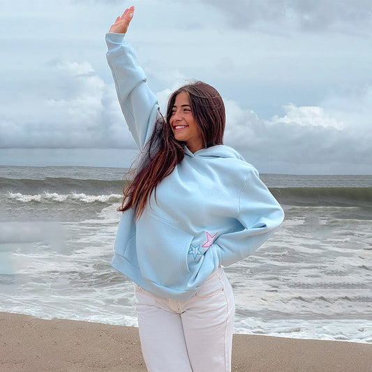 Trendy Affixed Cloth Embroidered Hoodie For Women