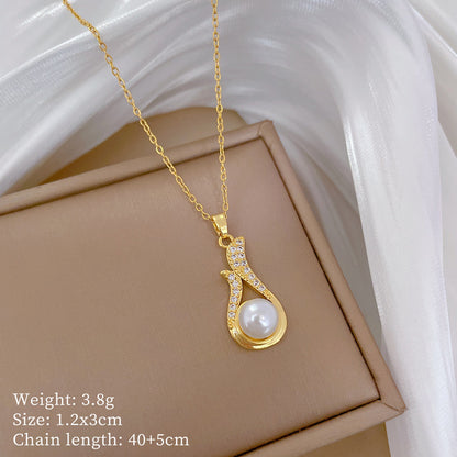 Diamond Pearl Necklace & Earrings Set