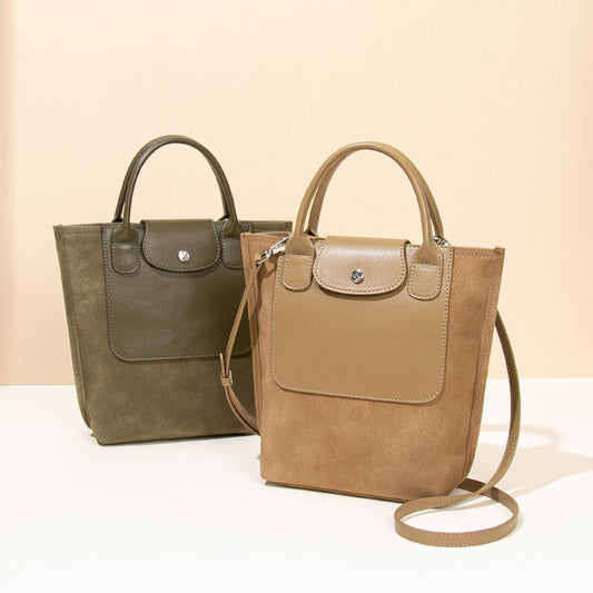 Suede One-shoulder Bucket Bag