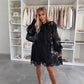 Balloon Sleeve Lace Chiffon Dress