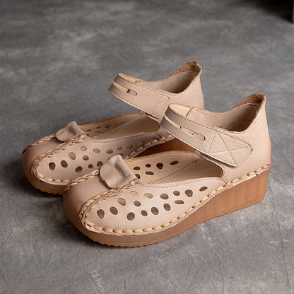 Slope Heel Cowhide Shoes