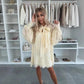 Balloon Sleeve Lace Chiffon Dress