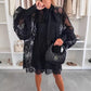 Balloon Sleeve Lace Chiffon Dress