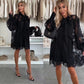 Balloon Sleeve Lace Chiffon Dress