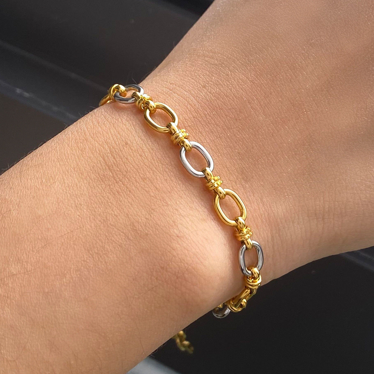 Stainless Steel Pigment Ring Necklace Bracelet Set