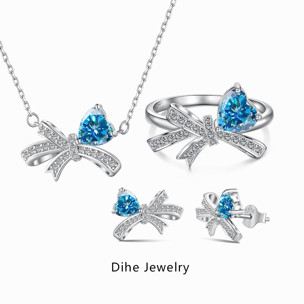 Silver Bow Heart  3Pcs Set