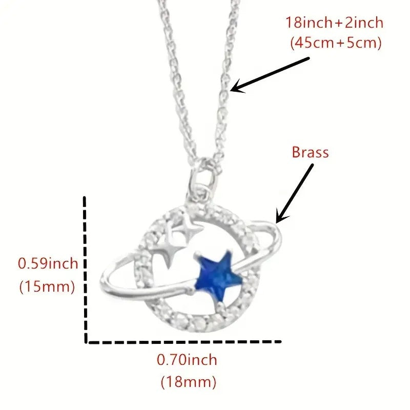 Stainless Steel Blue Five-pointed Star Necklace