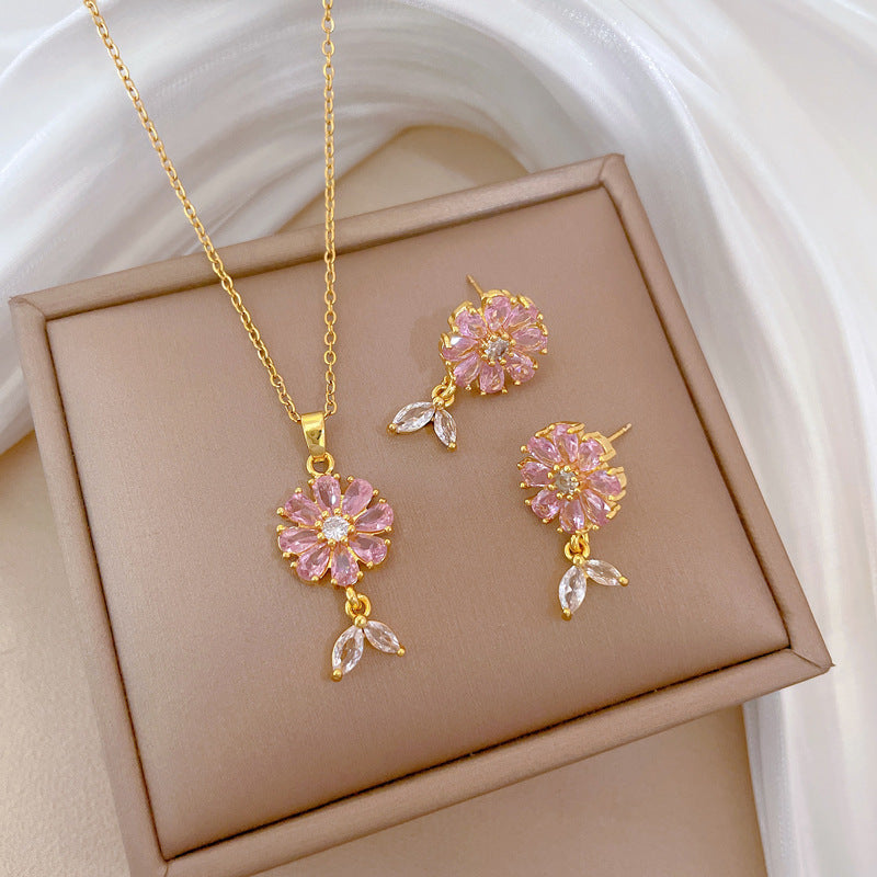Luxury Diamond Flowers Necklace Set