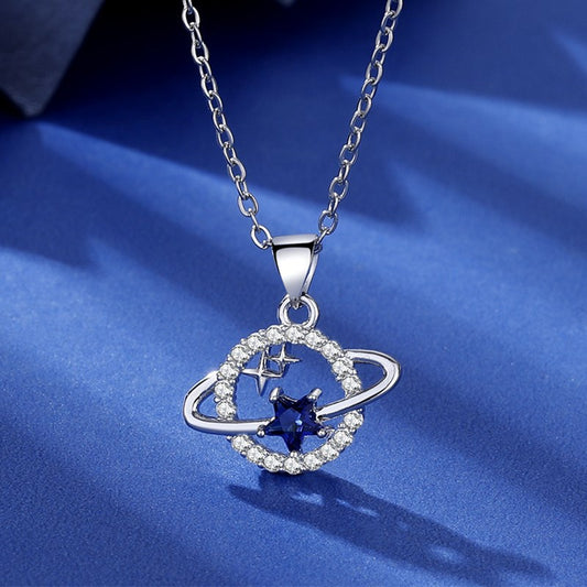 Stainless Steel Blue Five-pointed Star Necklace