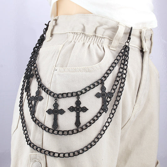 Retro Multi-layer Cross Pendant Waist Chain