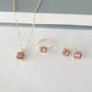 Women's Squared Pendant Necklace 3Pcs Set