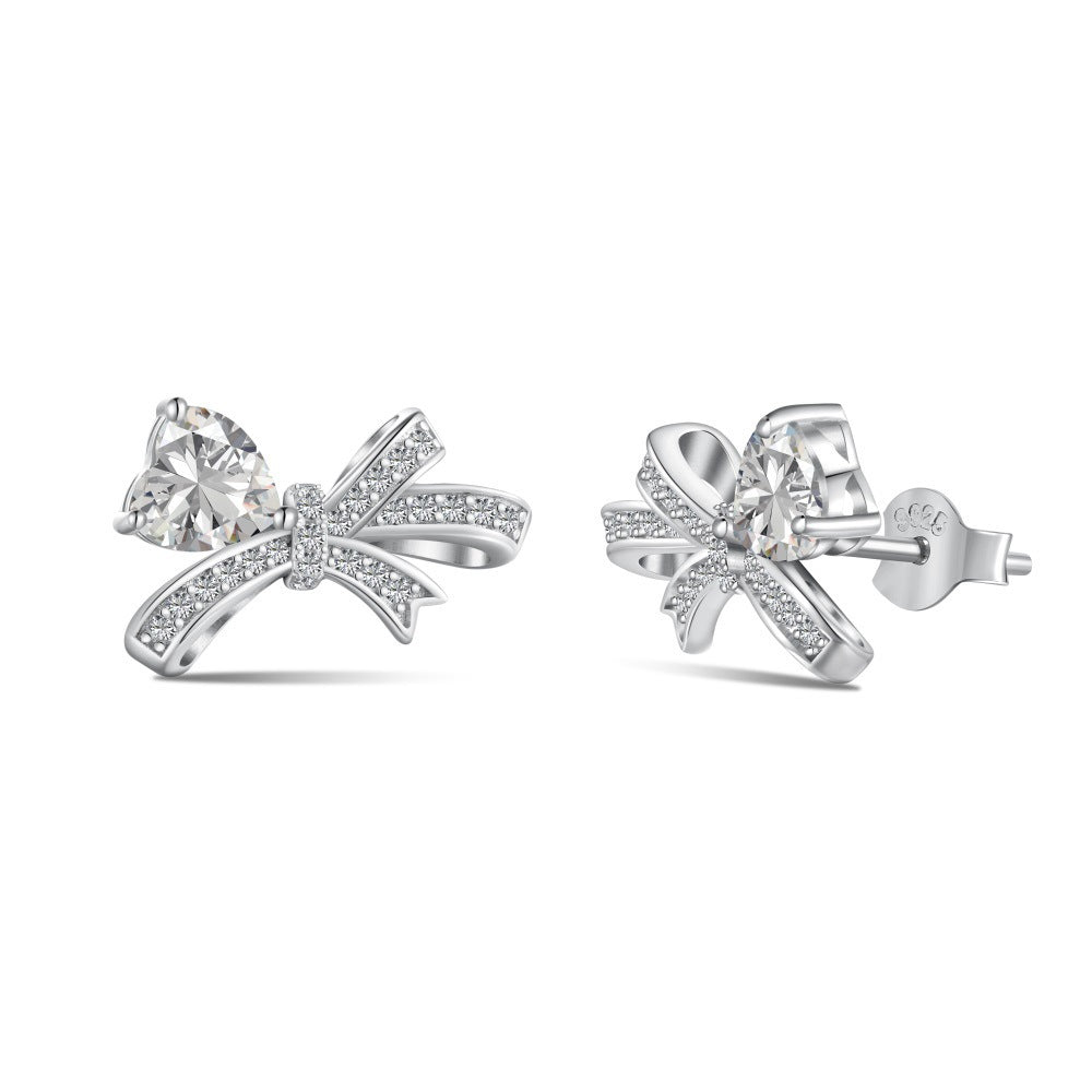 Silver Bow Heart  3Pcs Set
