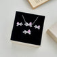 Silver Bow Heart  3Pcs Set