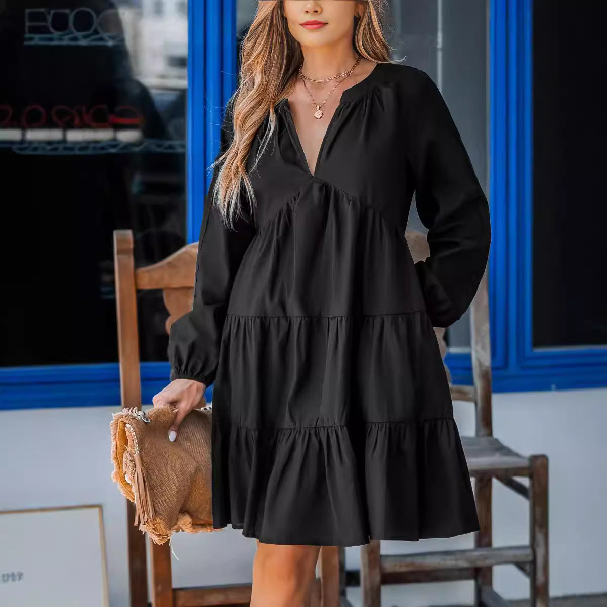 Three Sister V-neck Mini Dress