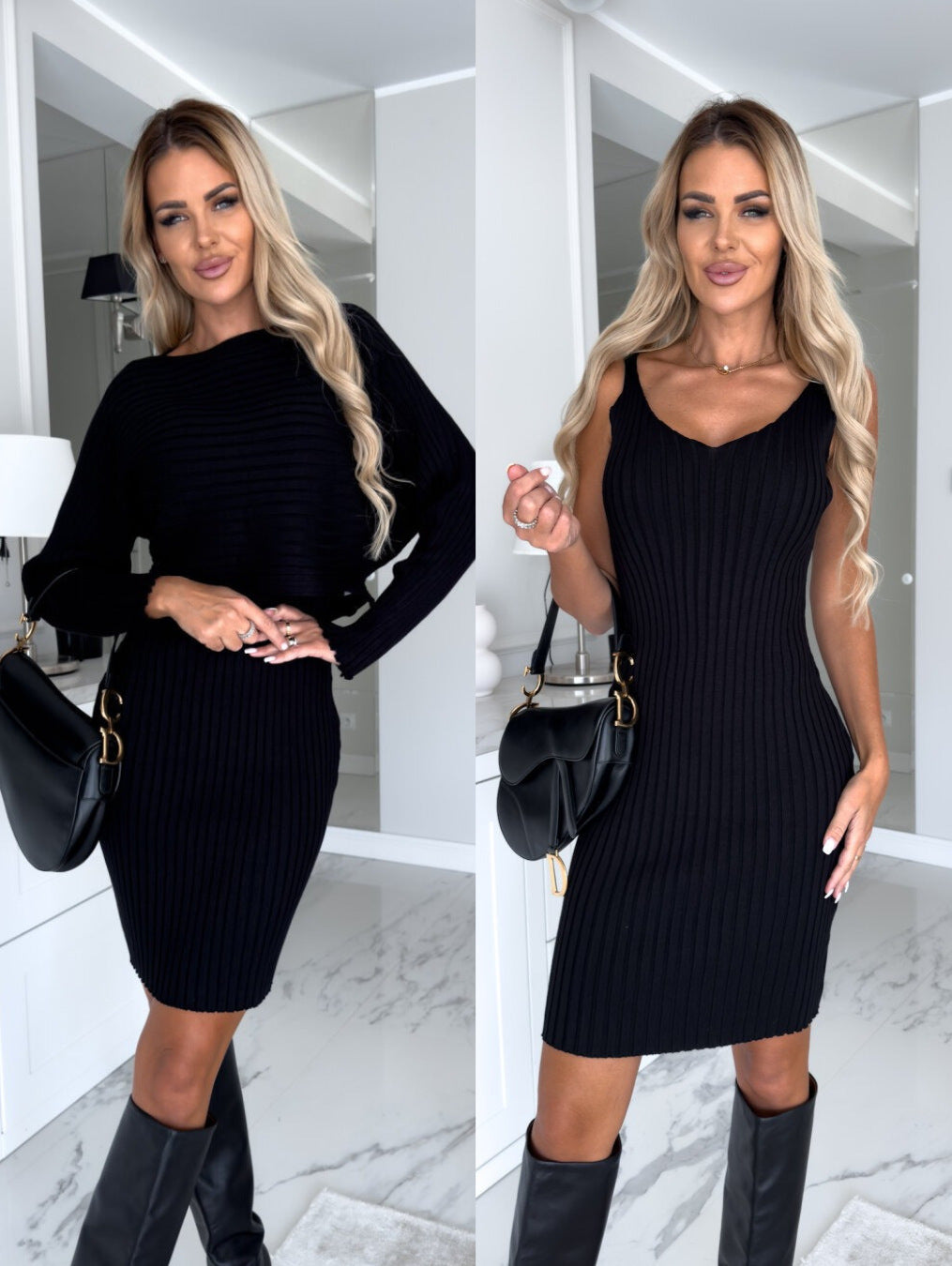 Women's Long-sleeved Ribbed 2pcs Suit.