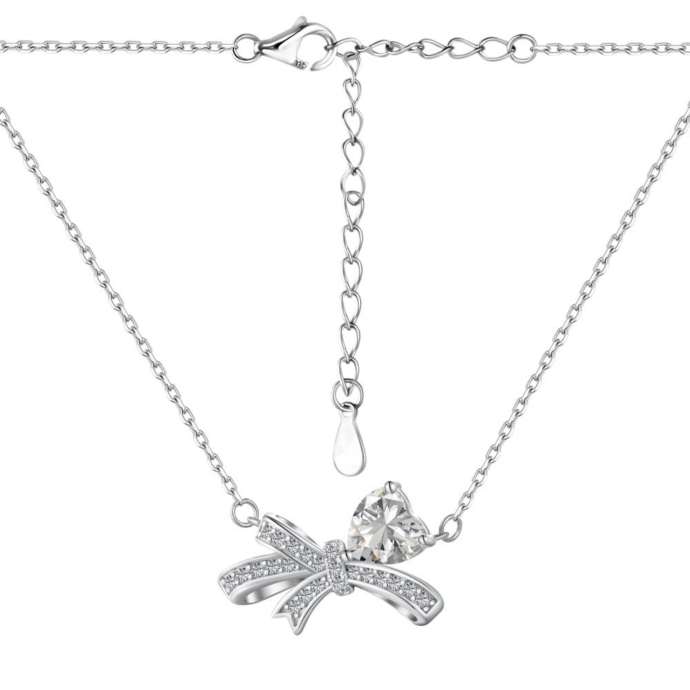 Silver Bow Heart  3Pcs Set