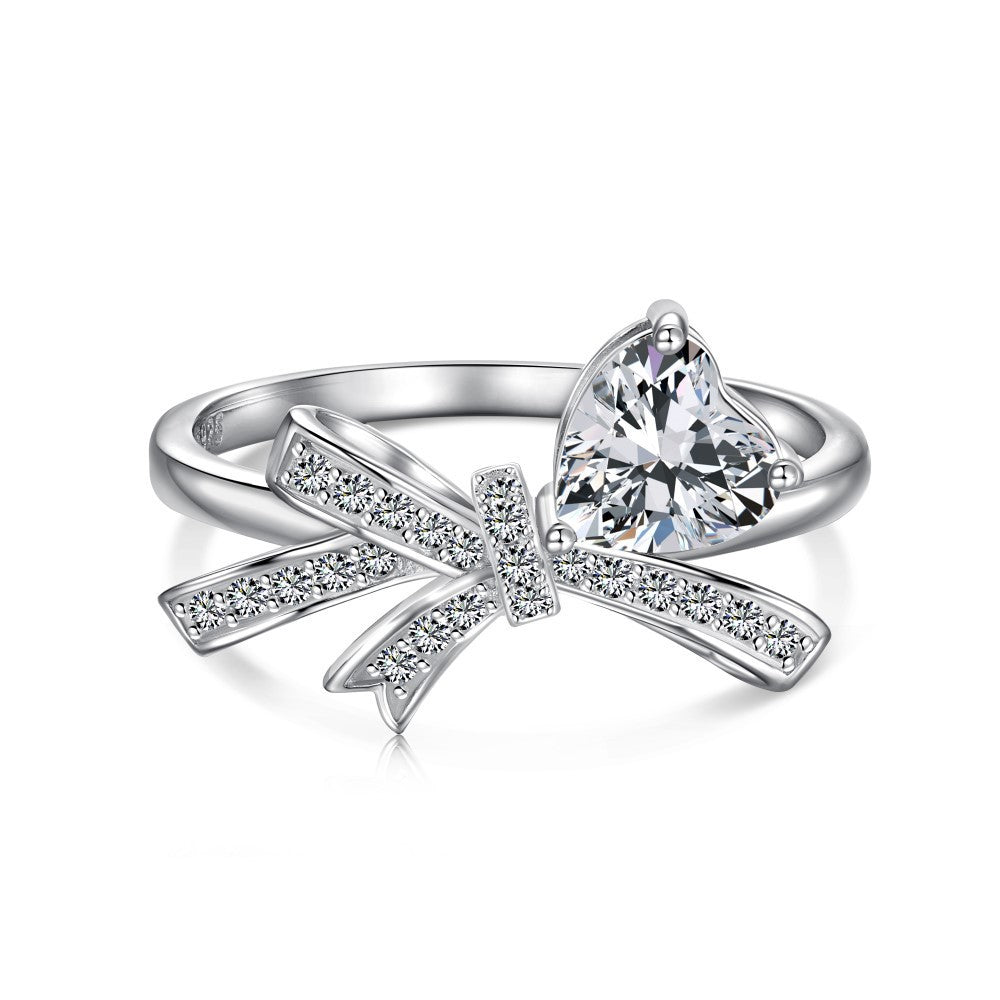 Silver Bow Heart  3Pcs Set