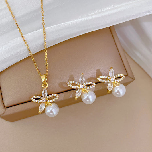 Titanium Steel Necklace And Earrings Set