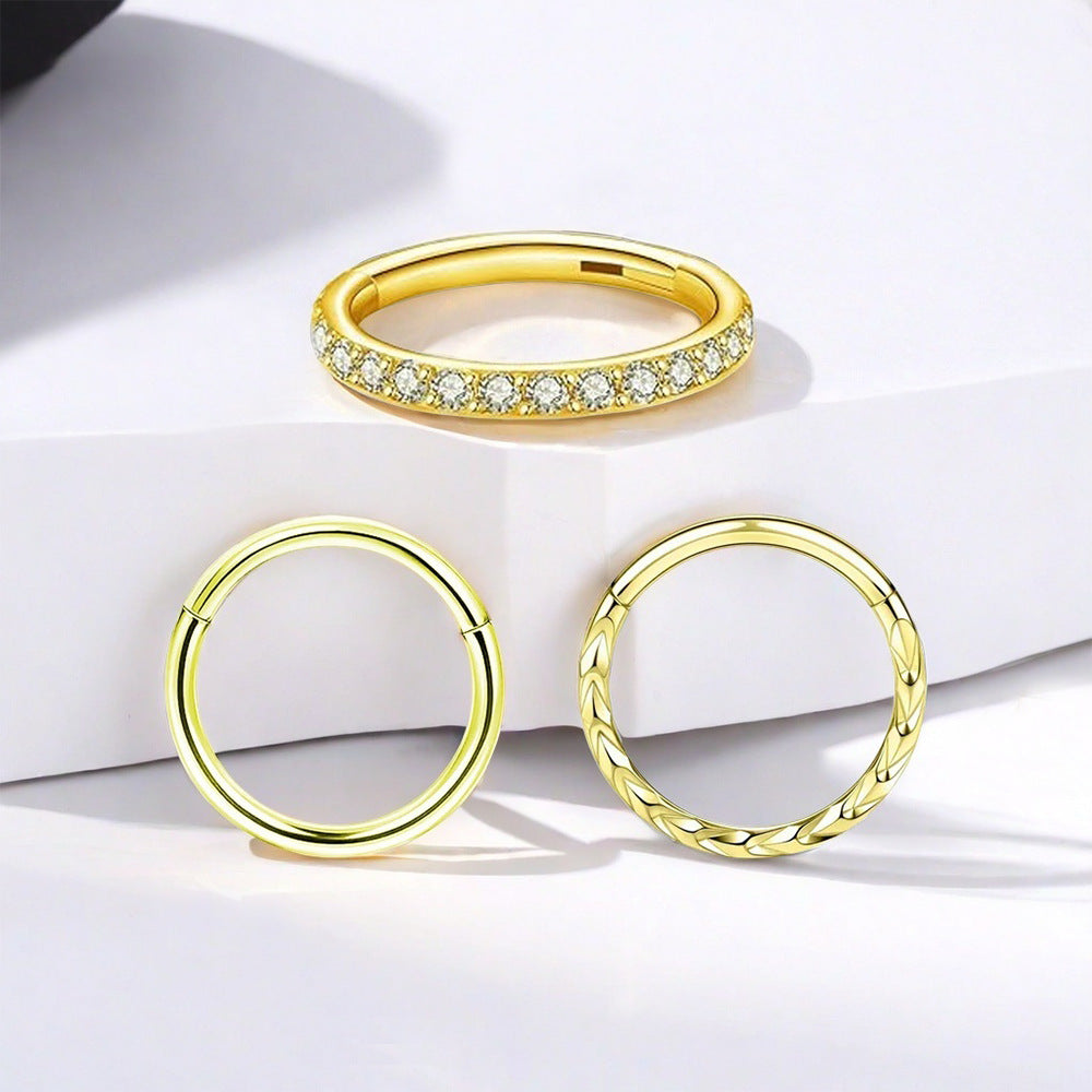 Trendy Zirconium Stainless Steel Body Rings
