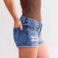 Ladies Ripped Denim Shorts