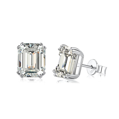 Sterling Silver Emerald Cut Stud Earrings