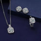 Women's Squared Pendant Necklace 3Pcs Set