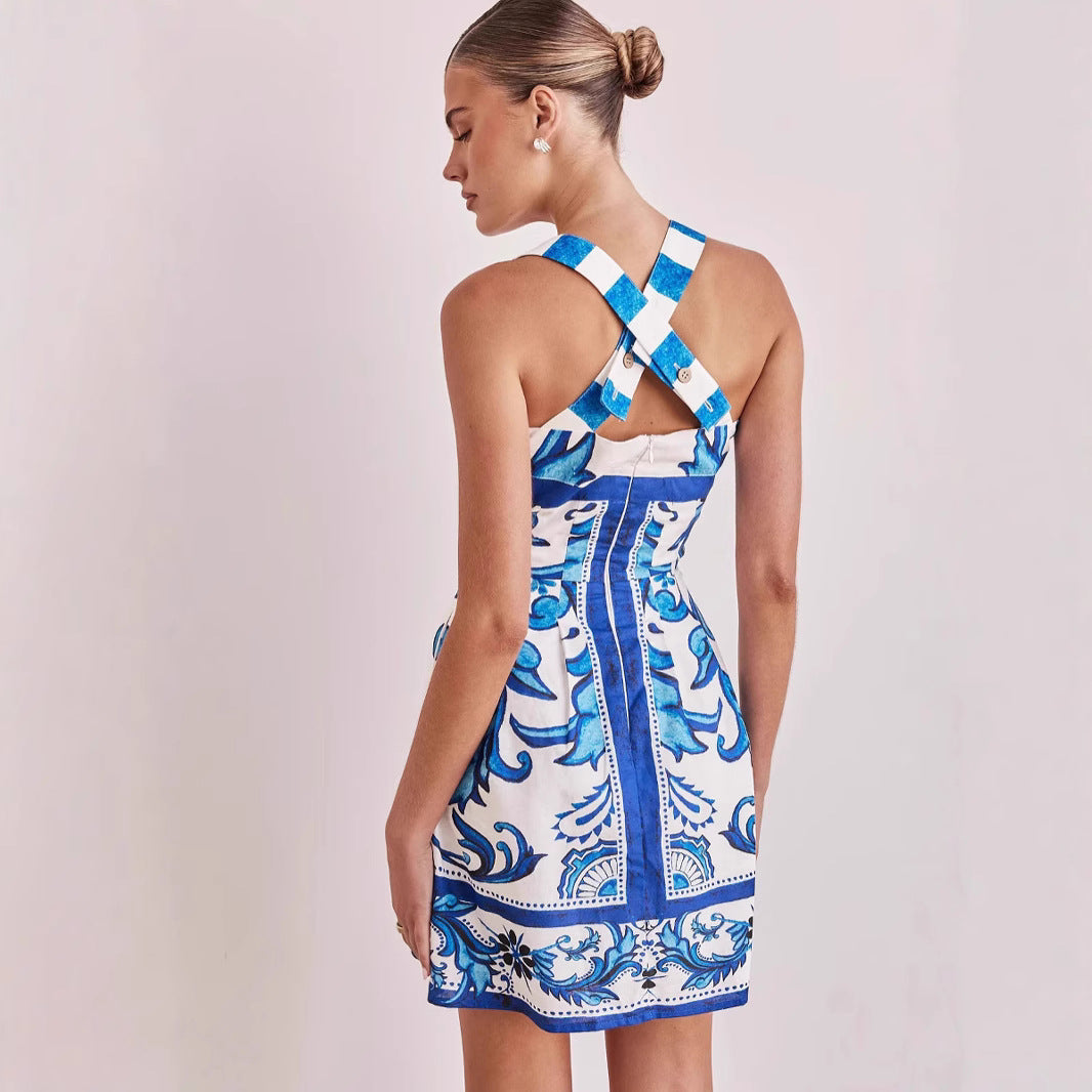 Women's Printed Suspender Dress | Ajanka Inc.