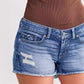 Ladies Ripped Denim Shorts