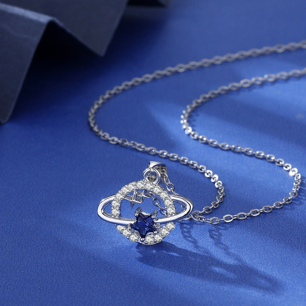Stainless Steel Blue Five-pointed Star Necklace