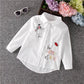 New!! Girls White Blouse Long Sleeves Tops
