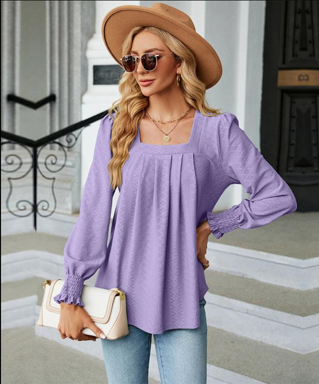Jacquard Pleated Tops
