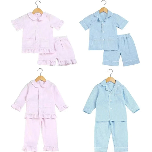 Kids Seersucker 100% Cotton Pajamas Sets