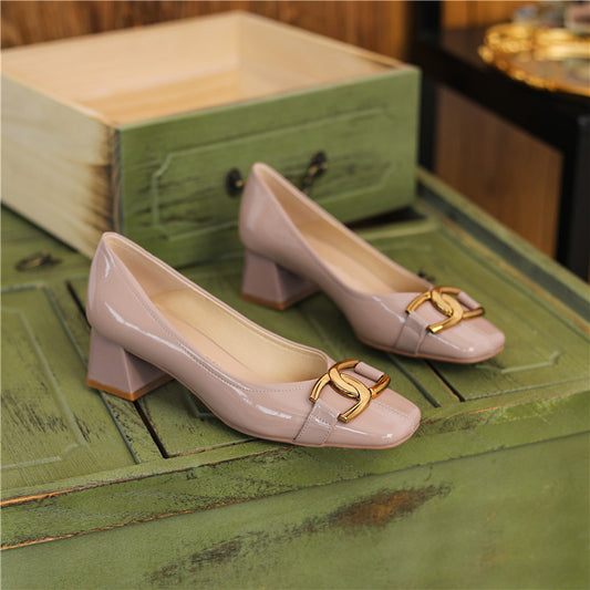 Sheepskin Squared Toe High Heels