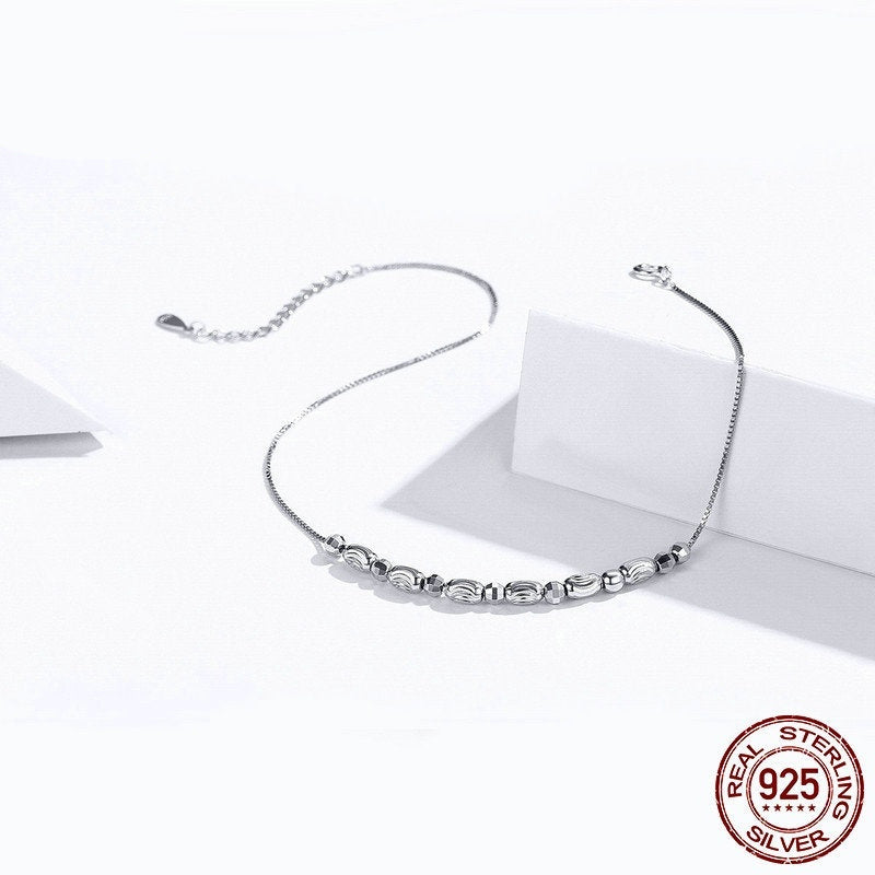 Sterling Silver Fashion White Gold Plated Anklet