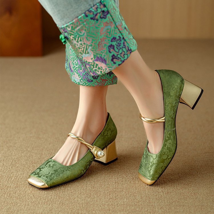 French Lux Embossed Silk Heels