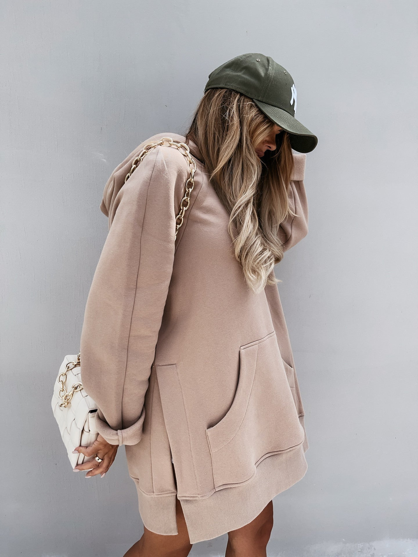 Long Sleeve Solid Color Pullover Hoodie For Women