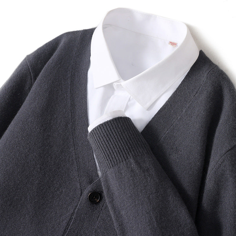 V-neck Thin Loose Wool Cardigan For Men