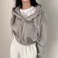 Loose Long Sleeve Zipper Pocket Hoodie For Women