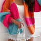 Contrast Color Patchwork Knitted Cardigan For Women