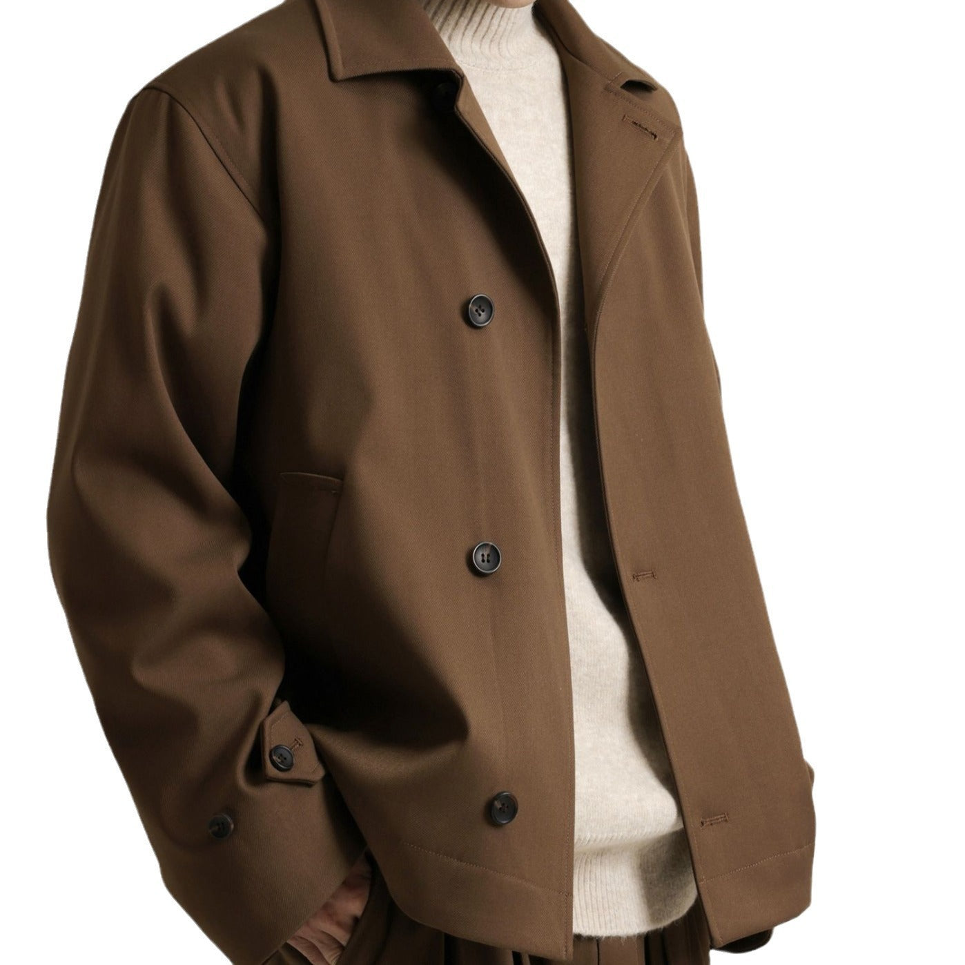 Men's Twill Blended Turn-down Collar Coat