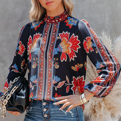 Printed Lantern Sleeved Shirt