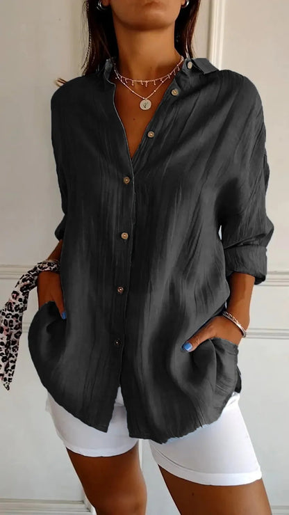 Women's Single-breasted Pleated Shirt