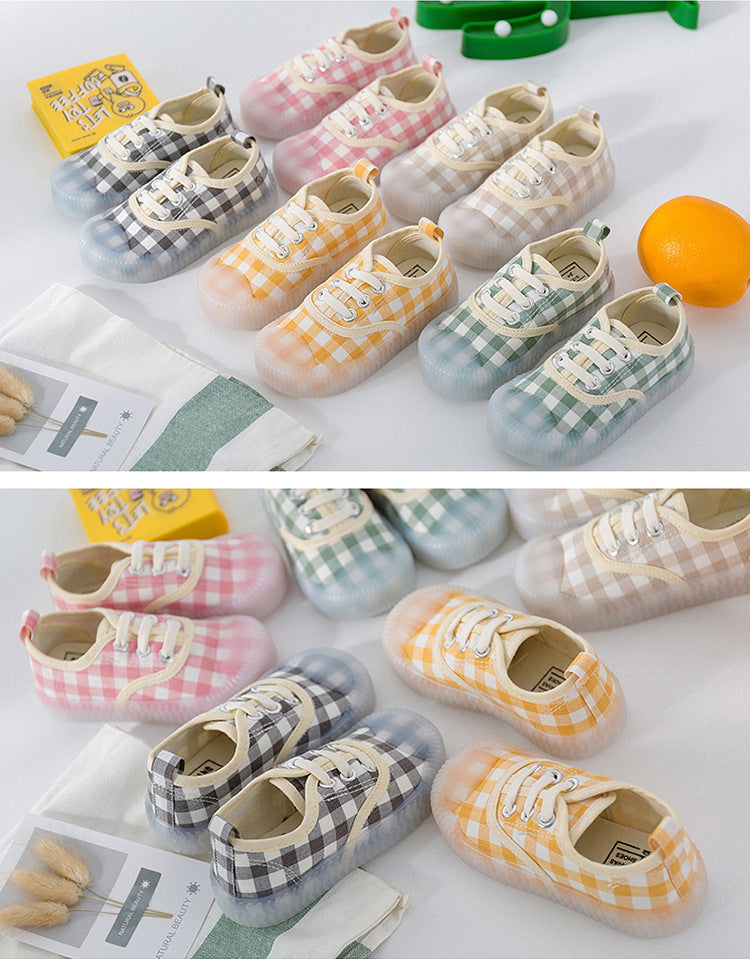 Toddler's Plaid Canvas Slip-On Sneakers
