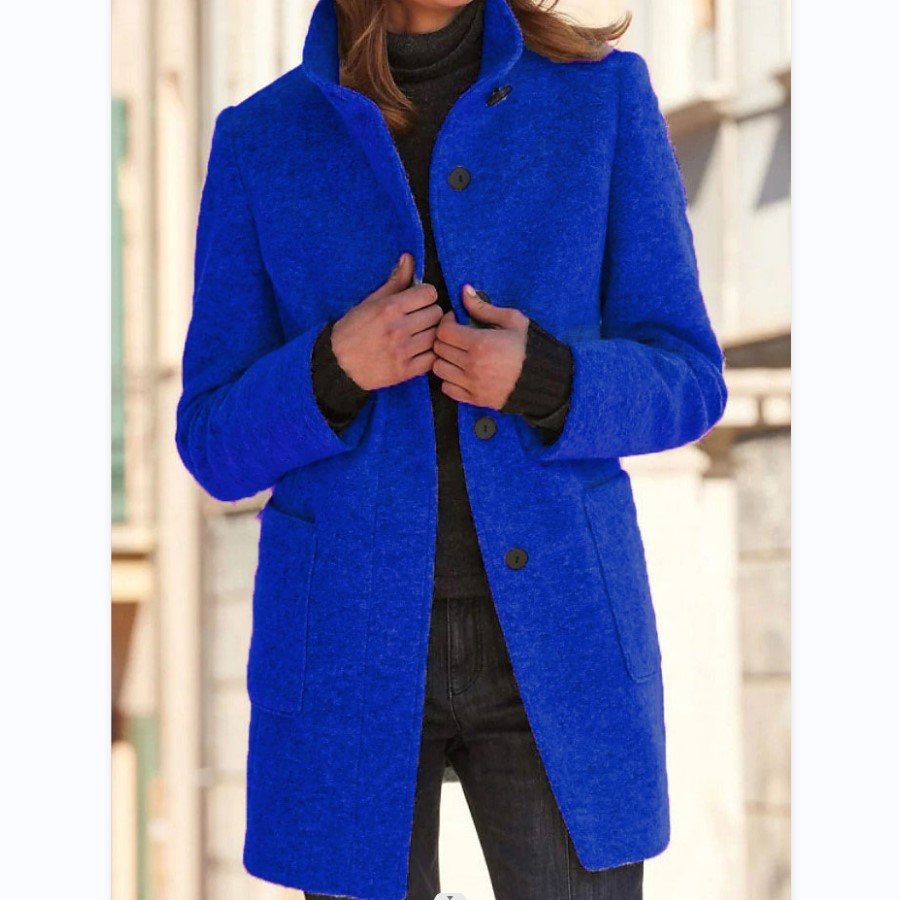 Standing Collar Woolen Coat