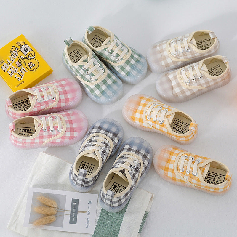 Toddler's Plaid Canvas Slip-On Sneakers