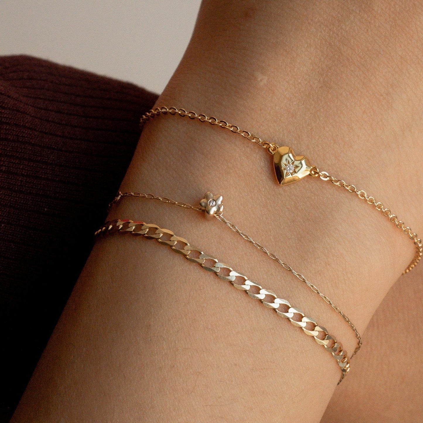 Heart Zircon Necklace Bracelet