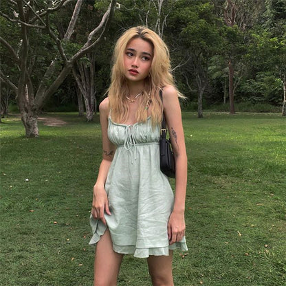 Lotus Leaf Suspender Dress