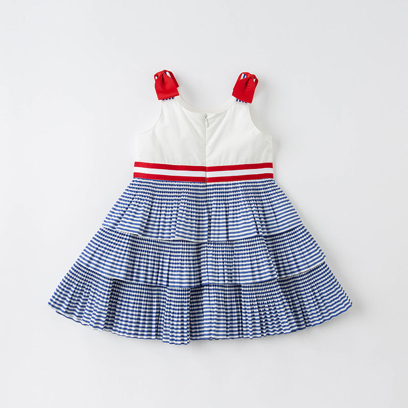 Girls' Red White & Blue Cotton Dress